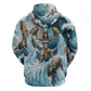 Satis Water Torrent Hoodie with Egyptian Flood Symbolism in Oceanic Blue Tones