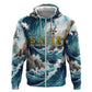 Satis Water Torrent Hoodie with Egyptian Flood Symbolism in Oceanic Blue Tones