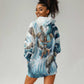 Satis Water Torrent Hoodie Dress with Egyptian Flood Symbolism in Oceanic Blue Tones