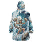 Satis Water Torrent Kid Wearable Blanket Hoodie with Egyptian Flood Symbolism in Oceanic Blue Tones