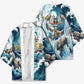 Satis Water Torrent Kimono with Egyptian Flood Symbolism in Oceanic Blue Tones