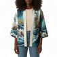Satis Water Torrent Kimono with Egyptian Flood Symbolism in Oceanic Blue Tones