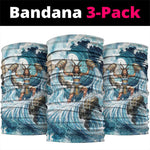 Satis Water Torrent Neck Gaiter with Egyptian Flood Symbolism in Oceanic Blue Tones