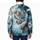 Satis Water Torrent Padded Jacket with Egyptian Flood Symbolism in Oceanic Blue Tones