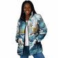 Satis Water Torrent Padded Jacket with Egyptian Flood Symbolism in Oceanic Blue Tones