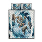 Satis Water Torrent Quilt Bed Set with Egyptian Flood Symbolism in Oceanic Blue Tones