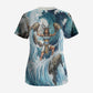 Satis Water Torrent Scrub Top with Egyptian Flood Symbolism in Oceanic Blue Tones