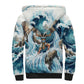 Satis Water Torrent Sherpa Hoodie with Egyptian Flood Symbolism in Oceanic Blue Tones