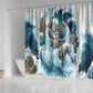 Satis Water Torrent Shower Curtain with Egyptian Flood Symbolism in Oceanic Blue Tones