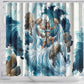 Satis Water Torrent Shower Curtain with Egyptian Flood Symbolism in Oceanic Blue Tones