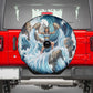 Satis Water Torrent Spare Tire Cover with Egyptian Flood Symbolism in Oceanic Blue Tones