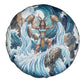 Satis Water Torrent Spare Tire Cover with Egyptian Flood Symbolism in Oceanic Blue Tones