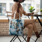 Satis Water Torrent Tote Bag with Egyptian Flood Symbolism in Oceanic Blue Tones