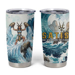 Satis Water Torrent Tumbler Cup with Egyptian Flood Symbolism in Oceanic Blue Tones
