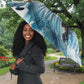 Satis Water Torrent Umbrella with Egyptian Flood Symbolism in Oceanic Blue Tones