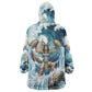 Satis Water Torrent Wearable Blanket Hoodie with Egyptian Flood Symbolism in Oceanic Blue Tones