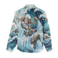Satis Water Torrent Women Casual Shirt with Egyptian Flood Symbolism in Oceanic Blue Tones