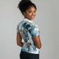 Satis Water Torrent Women Polo Shirt with Egyptian Flood Symbolism in Oceanic Blue Tones