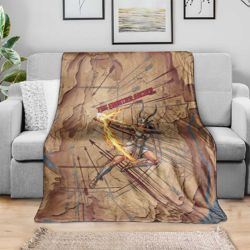 Satis Blanket with Fiery Bow and Arrow in Ancient Egyptian Warrior