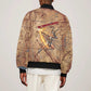Satis Bomber Jacket with Fiery Bow and Arrow in Ancient Egyptian Warrior