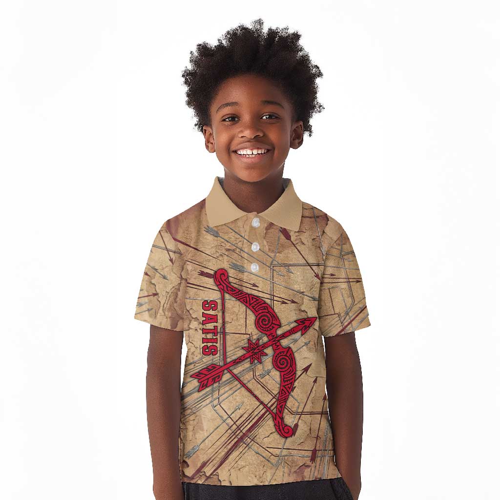 Satis Kid Polo Shirt with Fiery Bow and Arrow in Ancient Egyptian Warrior
