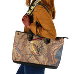 Satis Leather Tote Bag with Fiery Bow and Arrow in Ancient Egyptian Warrior