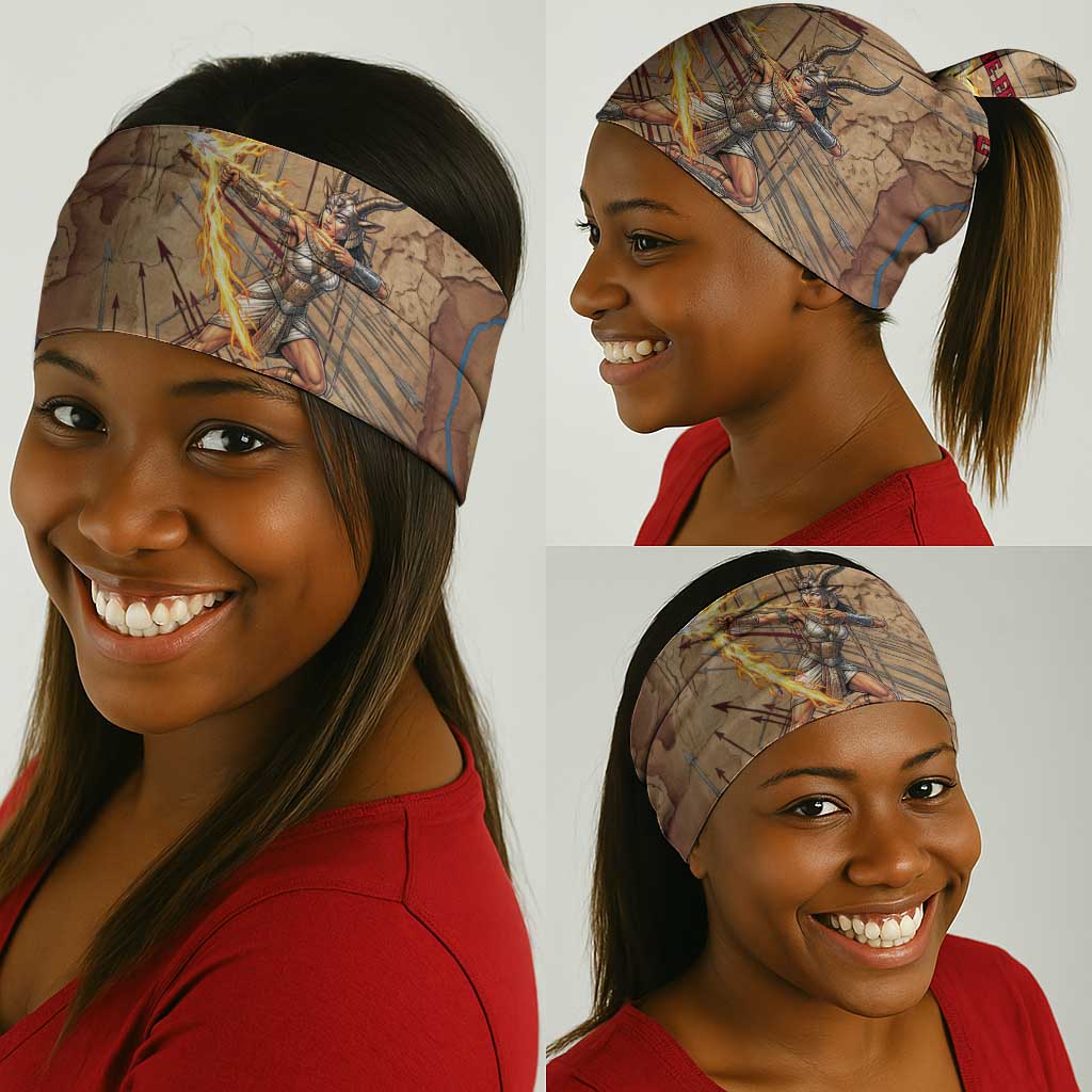Satis Neck Gaiter with Fiery Bow and Arrow in Ancient Egyptian Warrior