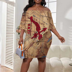 Satis Off Shoulder Short Dress with Fiery Bow and Arrow in Ancient Egyptian Warrior