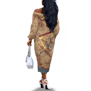 Satis Off The Shoulder Long Sleeve Dress with Fiery Bow and Arrow in Ancient Egyptian Warrior