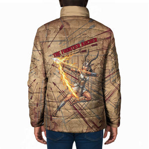 Satis Padded Jacket with Fiery Bow and Arrow in Ancient Egyptian Warrior