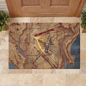 Satis Rubber Doormat with Fiery Bow and Arrow in Ancient Egyptian Warrior