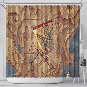 Satis Shower Curtain with Fiery Bow and Arrow in Ancient Egyptian Warrior