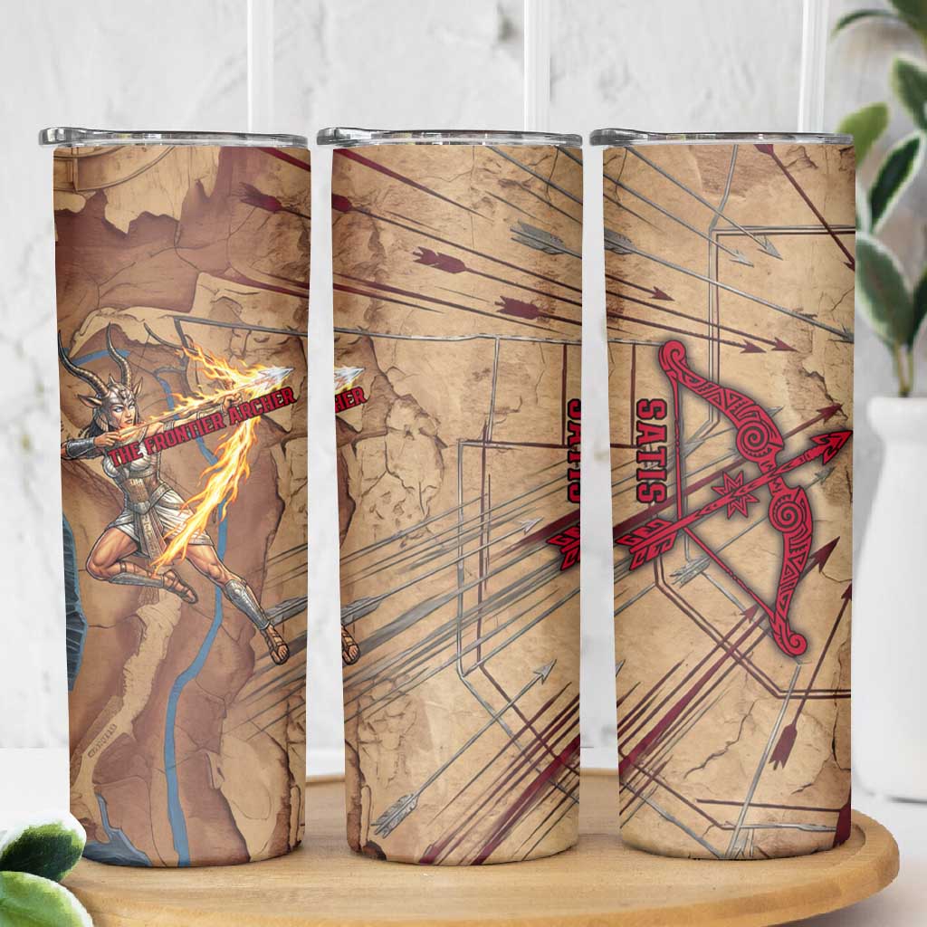 Satis Skinny Tumbler with Fiery Bow and Arrow in Ancient Egyptian Warrior