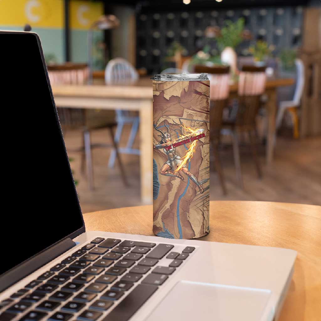 Satis Skinny Tumbler with Fiery Bow and Arrow in Ancient Egyptian Warrior