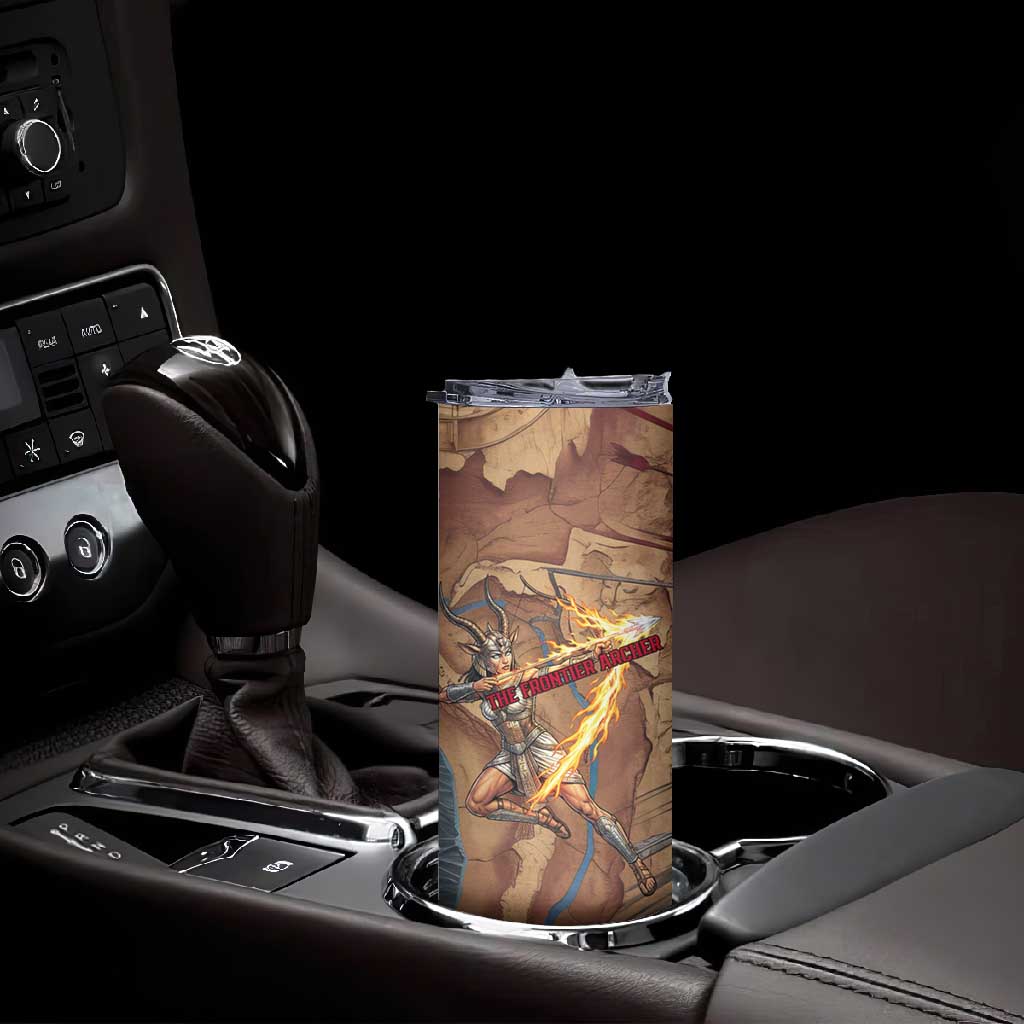 Satis Skinny Tumbler with Fiery Bow and Arrow in Ancient Egyptian Warrior