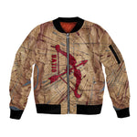 Satis Sleeve Zip Bomber Jacket with Fiery Bow and Arrow in Ancient Egyptian Warrior