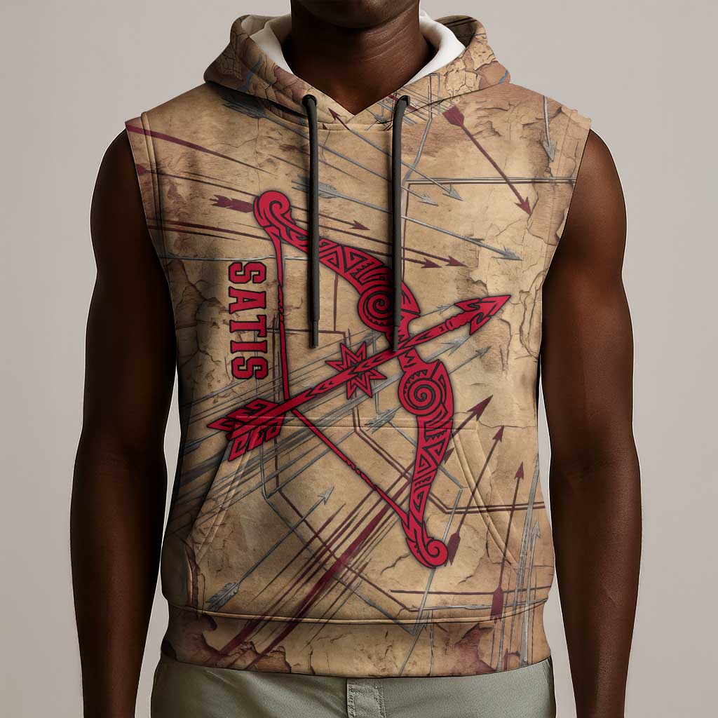 Satis Sleeveless Hoodie with Fiery Bow and Arrow in Ancient Egyptian Warrior