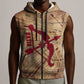 Satis Sleeveless Zip Hoodie with Fiery Bow and Arrow in Ancient Egyptian Warrior