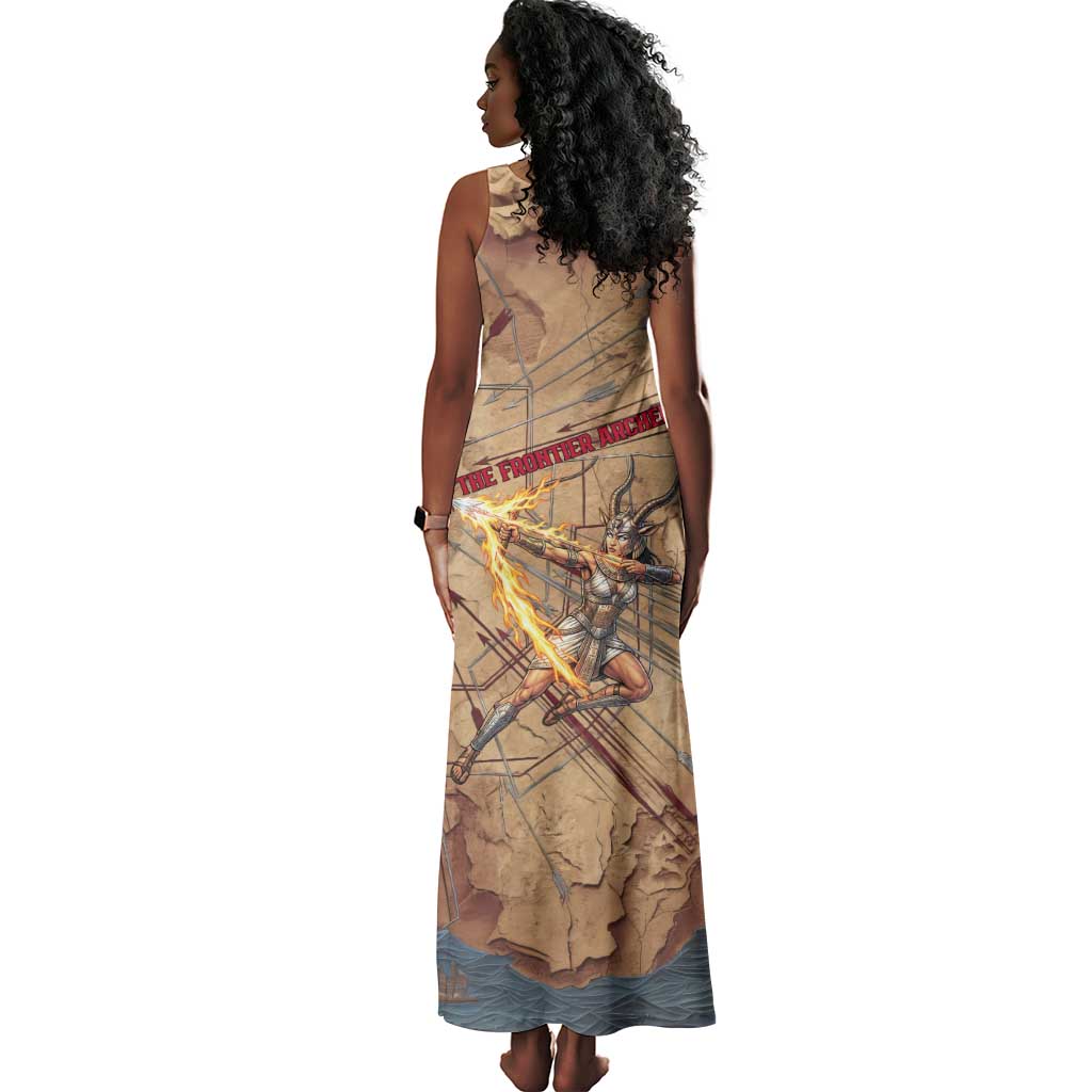 Satis Tank Maxi Dress with Fiery Bow and Arrow in Ancient Egyptian Warrior