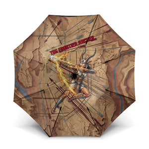 Satis Umbrella with Fiery Bow and Arrow in Ancient Egyptian Warrior