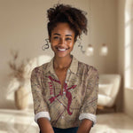 Satis Women Casual Shirt with Fiery Bow and Arrow in Ancient Egyptian Warrior