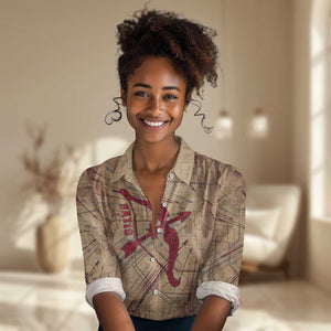 Satis Women Casual Shirt with Fiery Bow and Arrow in Ancient Egyptian Warrior