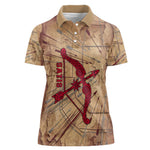 Satis Women Polo Shirt with Fiery Bow and Arrow in Ancient Egyptian Warrior