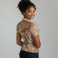 Satis Women Polo Shirt with Fiery Bow and Arrow in Ancient Egyptian Warrior
