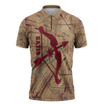 Satis Zipper Polo Shirt with Fiery Bow and Arrow in Ancient Egyptian Warrior