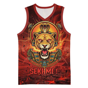 Sekhmet Basketball Jersey Egyptian Fiery Lioness Head and Ancient Warrior