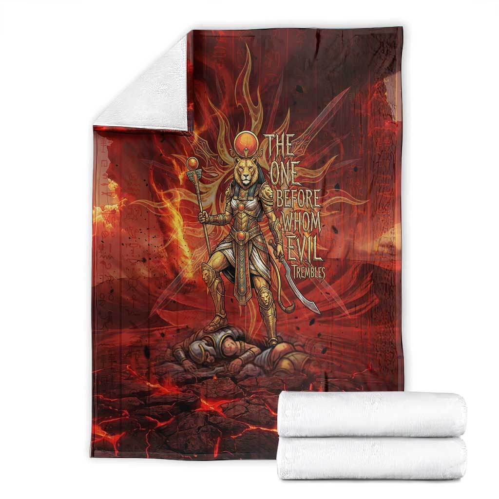 Sekhmet Blanket Egyptian Fiery Lioness Head and Ancient Warrior