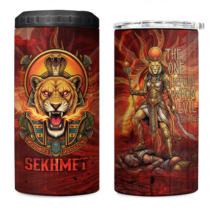 Sekhmet 4 in 1 Can Cooler Tumbler Egyptian Fiery Lioness Head and Ancient Warrior