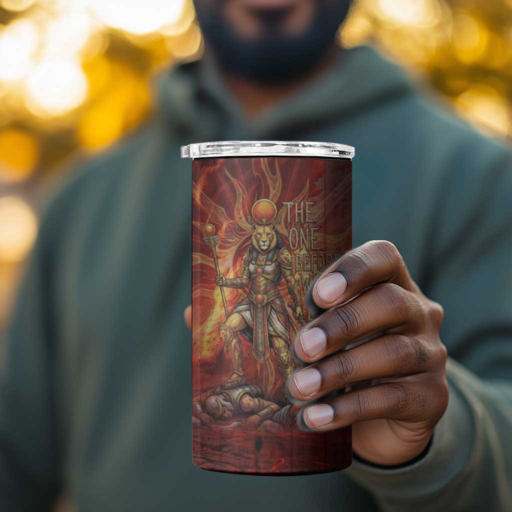 Sekhmet 4 in 1 Can Cooler Tumbler Egyptian Fiery Lioness Head and Ancient Warrior
