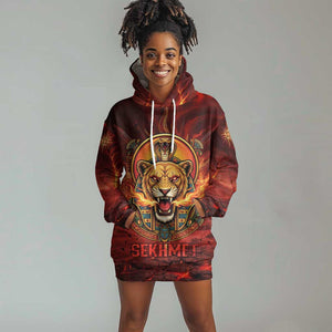 Sekhmet Hoodie Dress Egyptian Fiery Lioness Head and Ancient Warrior
